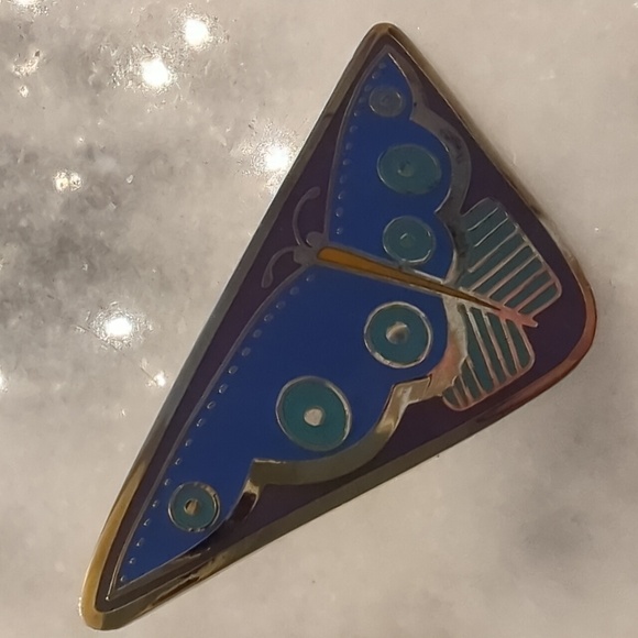 vintage Laurel Burch April Butterfly earrings in blue, teal, and purple.  main image 5